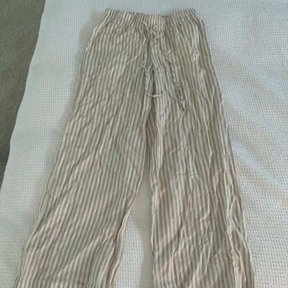 Target A New Day | Wide Leg Linen Blend Striped Pants | XS | Cream - Picture 2 of 3